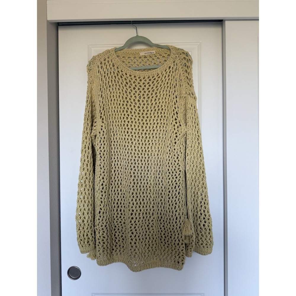 Organic‎ Cotton Milo' Yellow Knit Beach Dress Coverup One Size Resort Tie